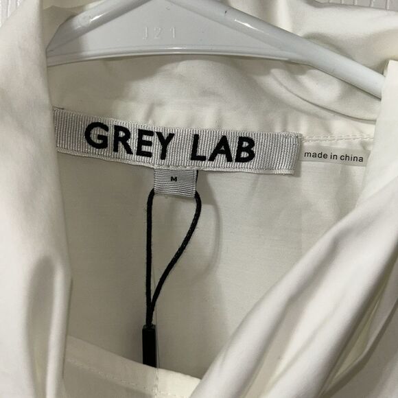 Grey Lab White Bow Detail Button Down Cotton Shirt(Size Medium) - Picture 8 of 8